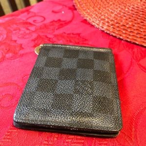 authentic gray leather wallet with money clip